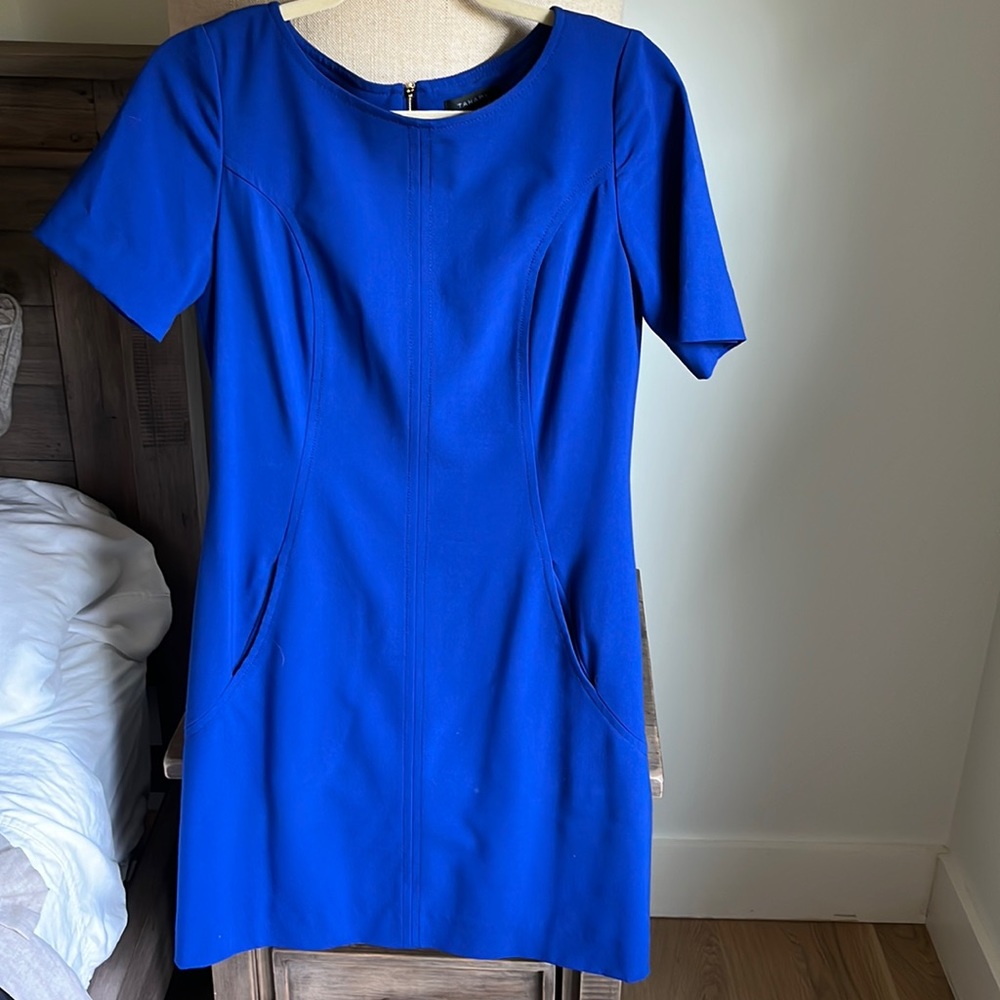 Tahari royal blue dress—6